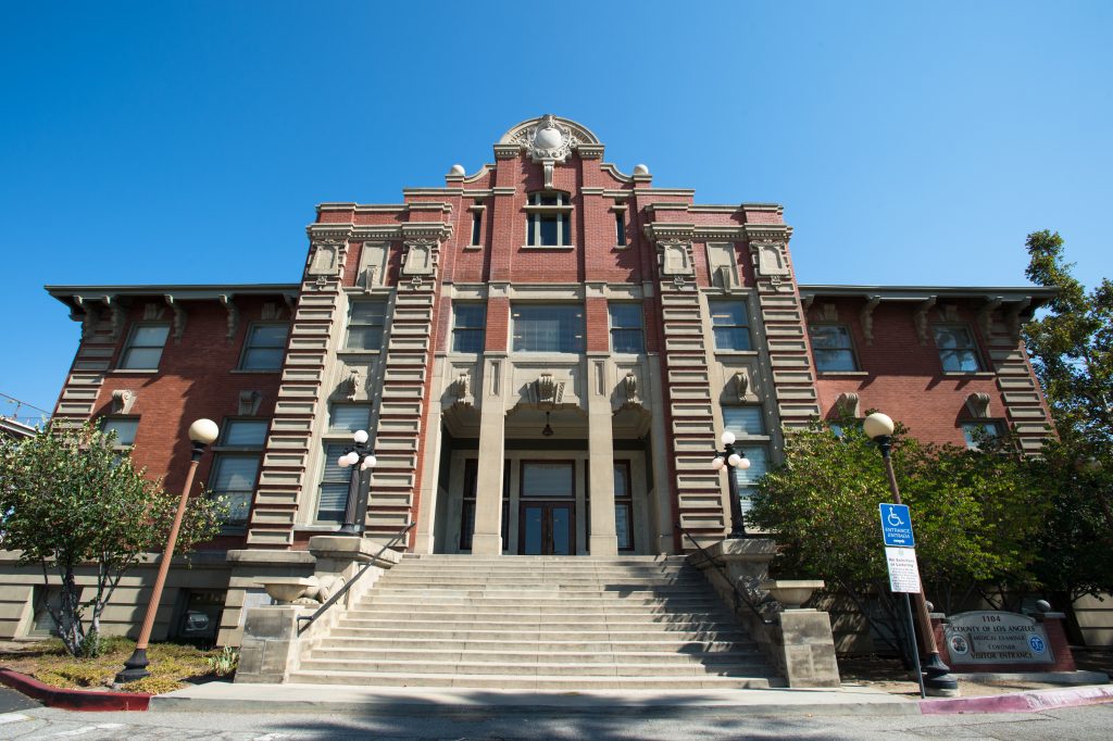 The Los Angeles County Department of Medical Examiner-Coroner entrance.